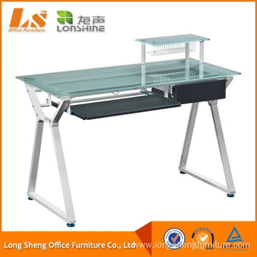 Standard Height Floor Sitting Tempered Glass Computer Desk